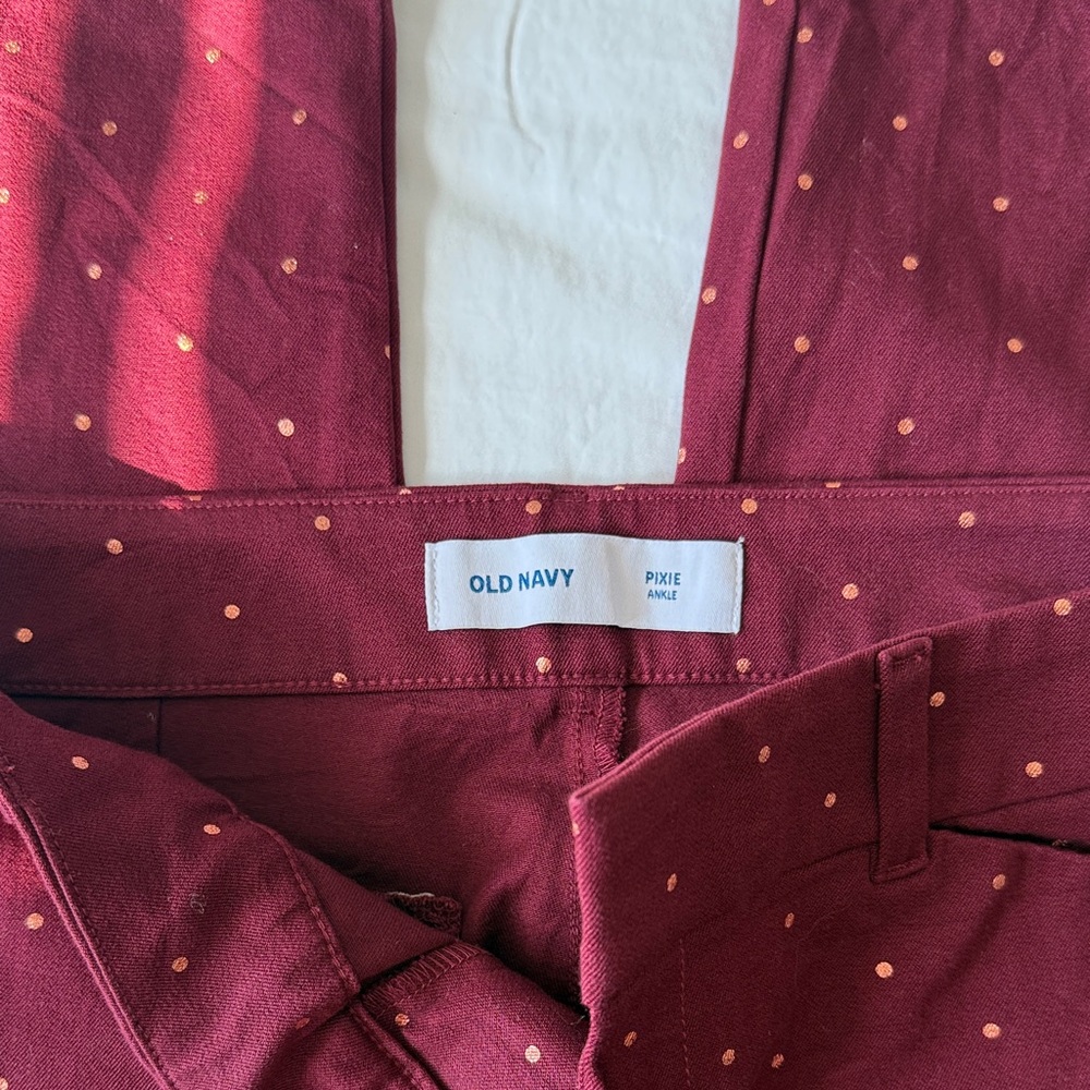 Old Navy Pixie Maroon Pants With Dotted Pattern - image 4